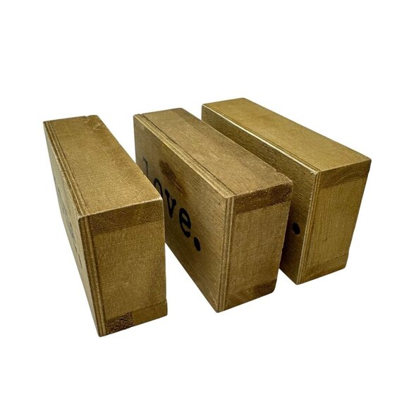 Rustic Wooden Block Signs 5in Farmhouse Primitive Tabletop Decor Accent Neutral - Picture 2 of 10